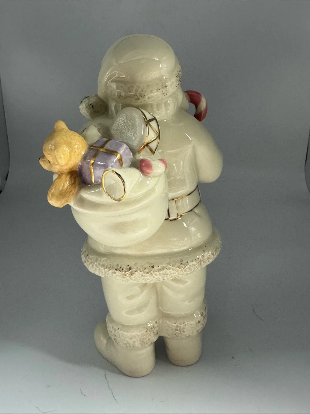 Ivory Santa Figurine with Pink Candy Cane by Lenox